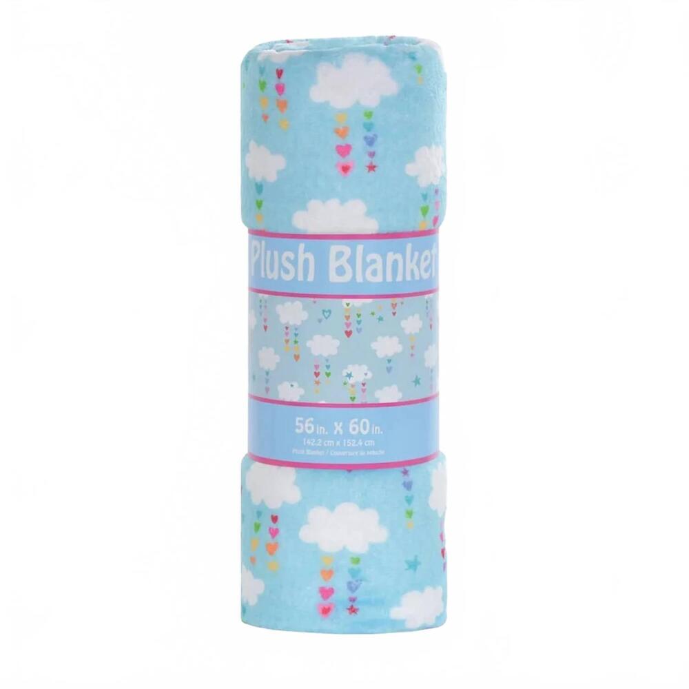 NEW ISCREAM kid's cheerful cloud plush blanket in blue